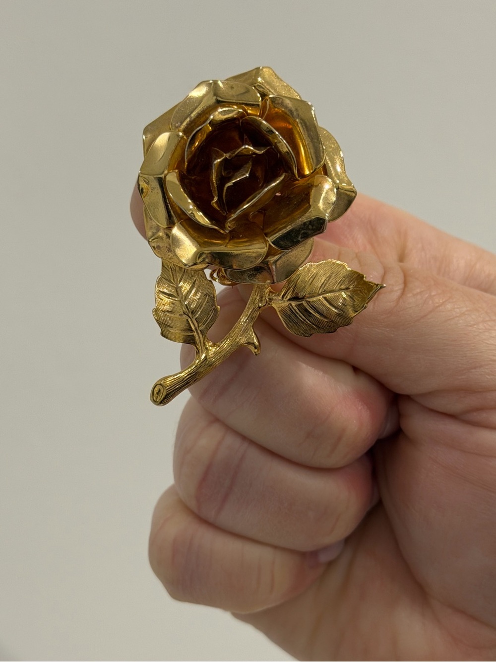 Vintage Gold Rose Brooch Pin